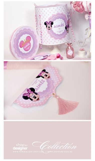 Trusou de botez Minnie Mouse pentru fetite personalizat prin brodare, Happy Minnie  4